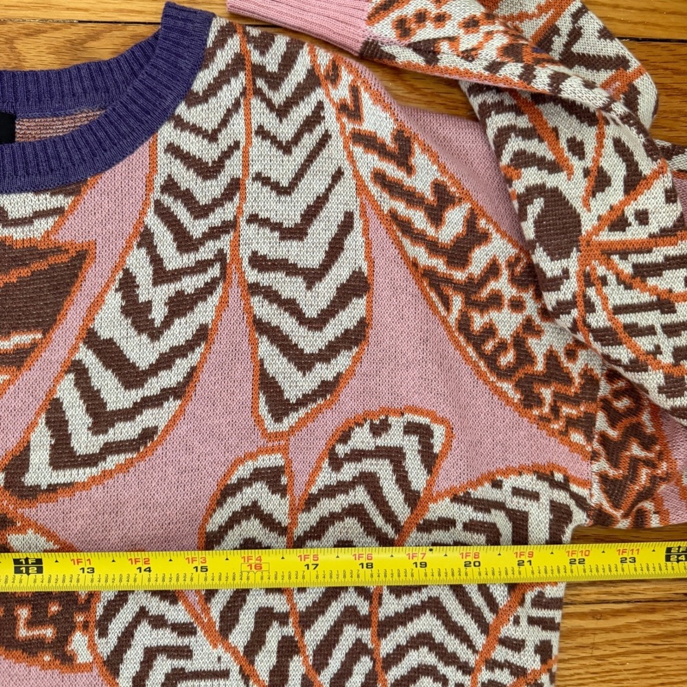 NWT Fate Pink Purple Abstract Geometric Crewneck Sweater Size M - Picture 7 of 8